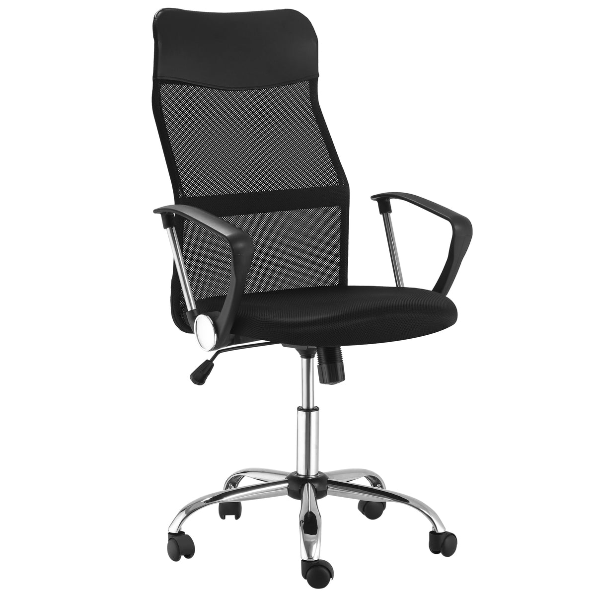 Fauteuil de bureau manager grand confort dossier ergonomique hauteur assise réglable pivotant tissu maille noir-0