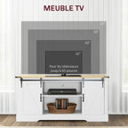 Buffet meuble de rangement avec 2 portes coulissantes étagères réglables 150l x 40P x 72H cm en bois blanc chêne-3