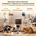 Distributeur Croquettes Chat Automatique 2 Animaux 6L Double Bol Inox WiFi Tuya App ABS 37x36x35cm Blanc-3