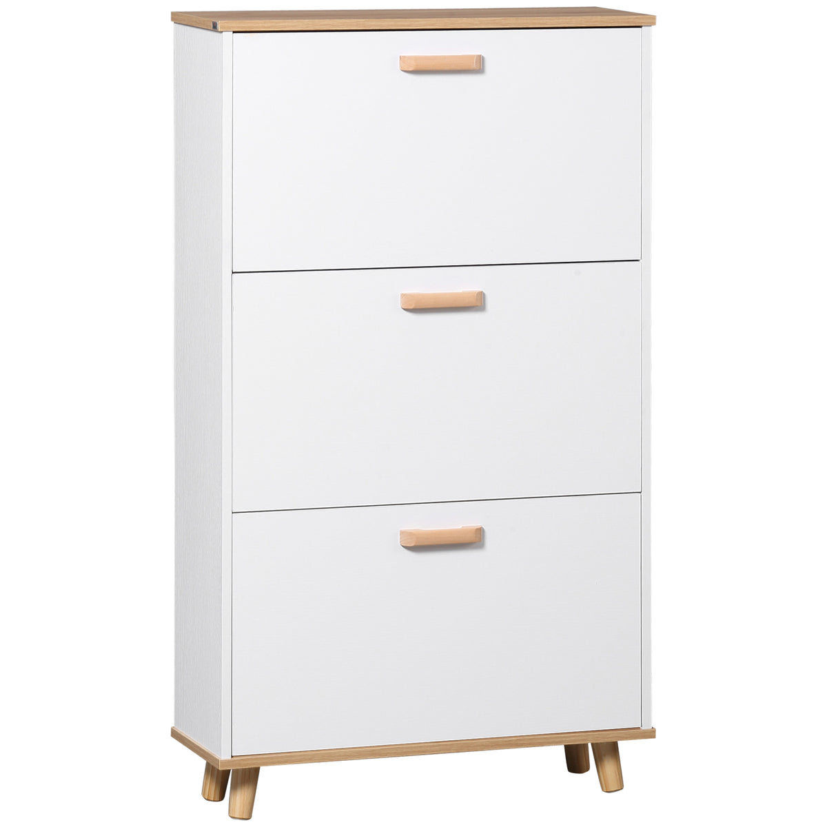 Meuble à chaussures style scandinave 3 abattants 70 x 23,5 x 122 cm blanc-0