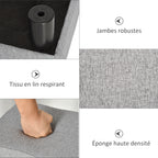 Pouf repose-pied tabouret bas en tissu de lin capacité de charge 110 Kg 40 x 30 x 24 cm gris-5