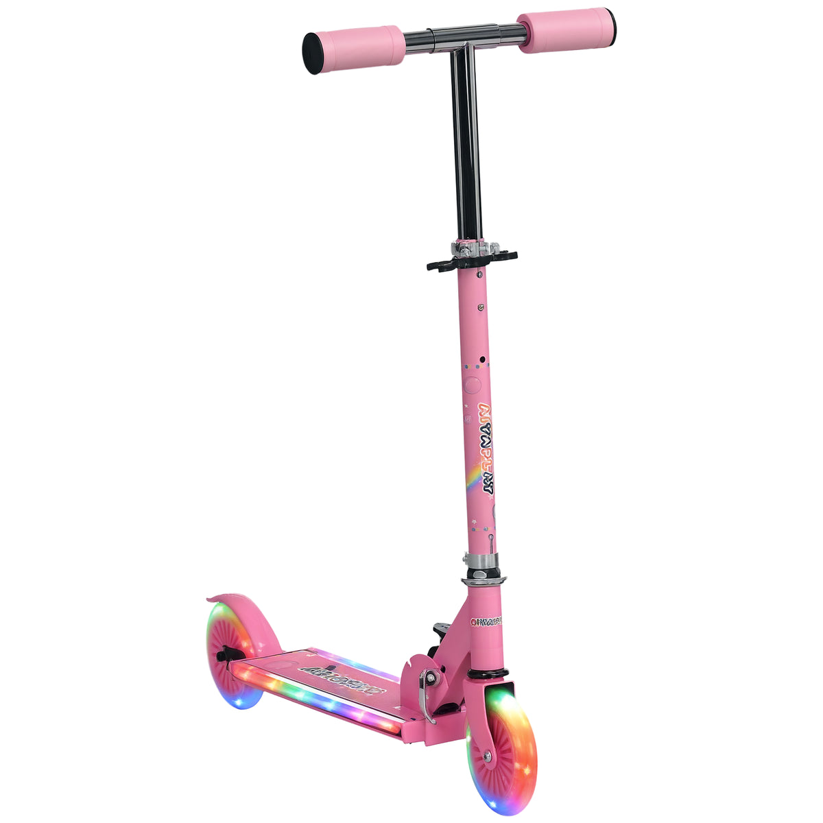 Trottinette pour enfants de 3 à 7 ans pliable roues lumineuses en PU musique 67 x 32 x 78 cm rose-0