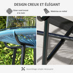 Table basse ronde de jardin en résine aspect rotin métal et plateau verre trempé Ø 50 x 50H cm-4