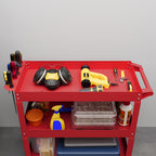 Chariot desserte d'atelier acier 3 plateaux sur roulettes avec poignée charge max. 150 kg 83 x 35,3 x 76 cm acier rouge-8