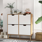 Meuble à chaussures 4 abattants 16 paires avec étagère réglable pieds en bois de pin 95 x 26 x 95 cm naturel-9