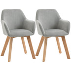 Lot de 2 chaises de salle à manger Fauteuil Assise rembourrée en tissu effet velours Pieds en bois, gris-0