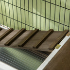 Clapier à lapins cage lapin intérieur, avec bac amovible, 2 portes verrouillables, échelle, 90 x 53 x 87 cm, café-8
