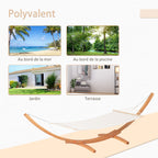 Hamac de jardin avec support en bois hamac sur pied 1 personne 3,92L x 1,2l x 1,1H m coloris crème marron-6