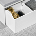 Banc de Rangement avec Coussin Gris - Meuble à Chaussures - Banc à Chaussures avec Grand tiroir Double Compartiment - MDF Blanc-7