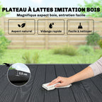 Table de jardin extensible pour 4-6 personnes avec rallonge auto-stockée aluminium avec effet bois 80-160 x 80 cm noir-5