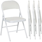 Lot de 4 chaises pliantes chaises de salle à manger portables cadre en acier dim. 45l x 46P x 78H cm blanc-0