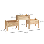 Jardinière sur Pieds carré Potager 2 étages dim. 184L x 45l x 80H cm Inserts d'irrigation Bois Sapin pré-huilé-2