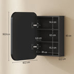 Armoire Murale Salle de Bain avec Miroir, 40 x 10 x 51 cm, avec Porte Miroir à Fermeture Douce et Étagères Réglables, Noir-2
