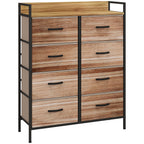 Meuble de Rangement commode 8 tiroirs en tissu amovibles, étagère supérieure et cadre acier 79L x 29l x 101H cm-0