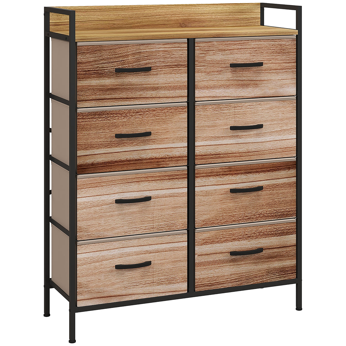 Meuble de Rangement commode 8 tiroirs en tissu amovibles, étagère supérieure et cadre acier 79L x 29l x 101H cm-0