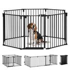 Barrière de Sécurité pour Cheminée, Parc Enclos Chien Pliable Modulable 8 Panneaux avec Porte, sans Perçage-0