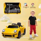 Voiture électrique enfants, véhicule électrique 12V, télécommande 2,4G, phares, musique, klaxon, 103 x 55 x 44 cm, jaune-2