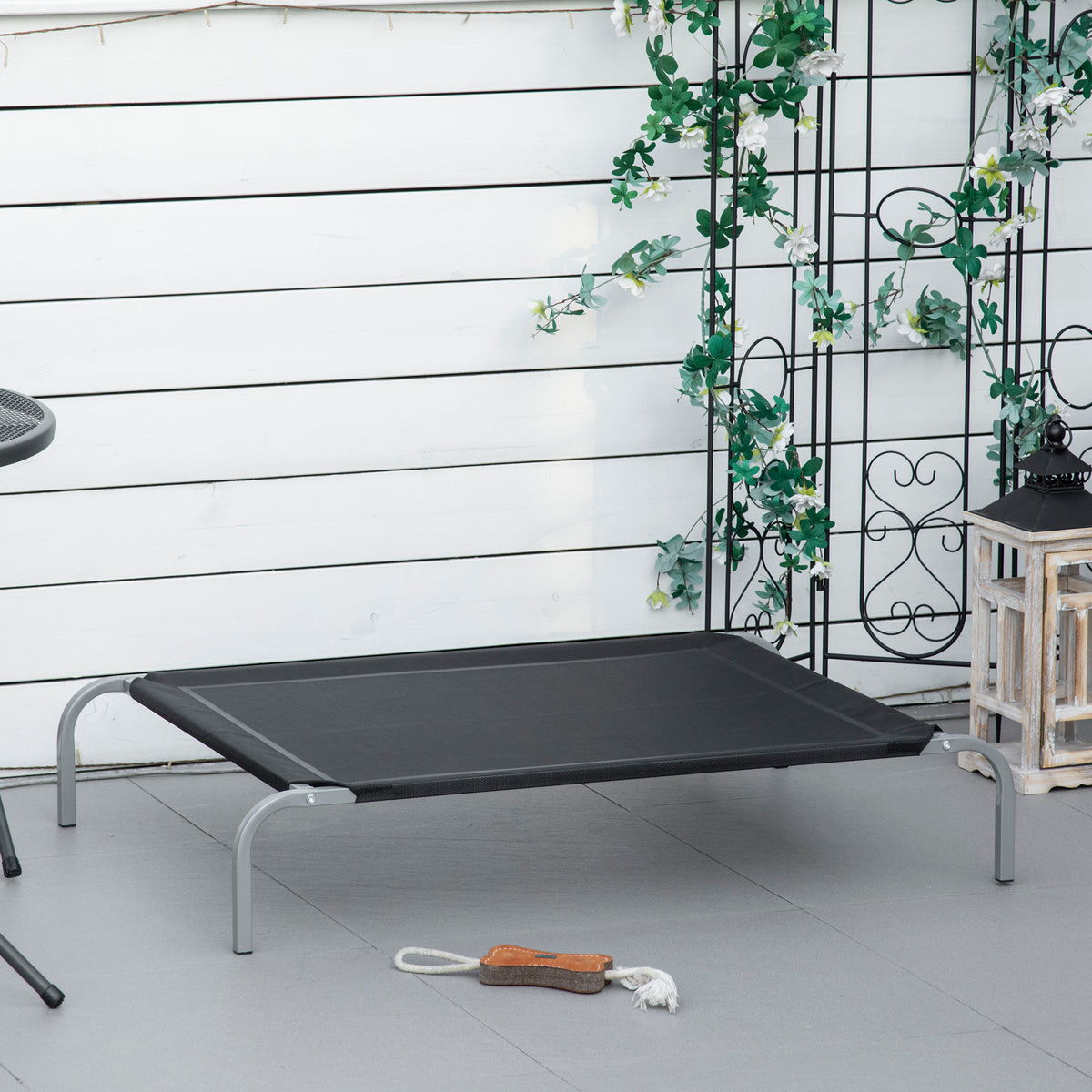 Lit pour chien chat XL grand confort sur pieds lit de camp 110 x 75 x 20 cm textilène micro-perforé noir-9