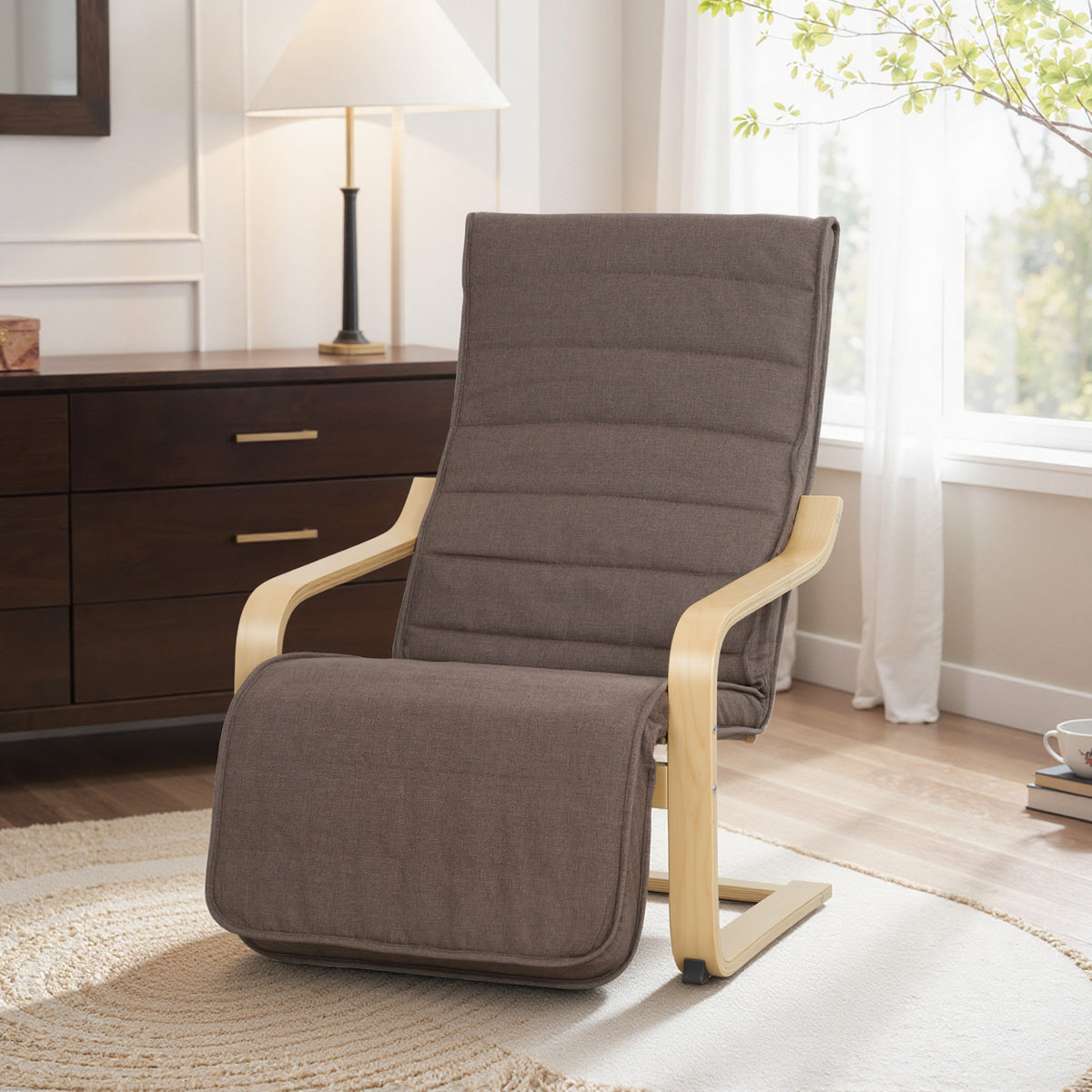 Fauteuil Luxe Confort et Relaxation avec Repose-Pied Réglable 94 x 66,5 x 100 cm cm Bois Massif Marron-1