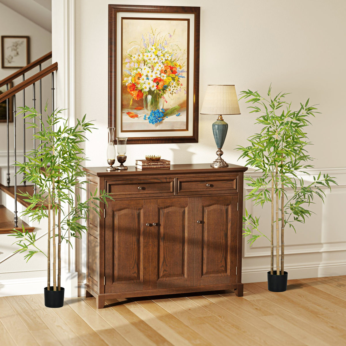 Plante artificielle Bambou arbre artificiel hauteur 180 cm avec pot, décoration interieur, très réaliste-1