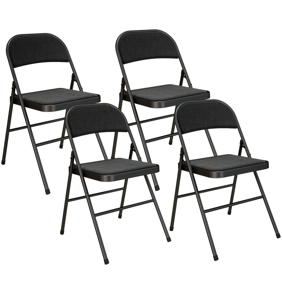 Lot de 4 chaises pliantes chaises de salle à manger portables cadre en acier 45 x 46 x 78 cm noir-0