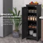 Armoire de Rangement sur Pieds buffet cuisine avec 2 étagères réglables 120H cm noir-3