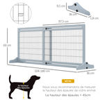 Barrière de sécurité pour chien extensible longueur réglable 104-180 x 36 x 69 cm pin bleu gris-2