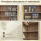 Rangements pour CD et DVD avec 8 compartiments et 6 étagères réglables, capacité max. 360 CD/185 DVD et Blu-ray, naturel-4