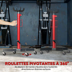 Vérin de fosse hydraulique, cric de levage 500 kg, avec roues pivotantes et pédale, acier, 58 x 58 x 110-191,5 cm rouge-6
